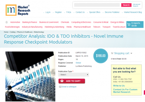 IDO &amp;amp; TDO Inhibitors - Novel Immune Response Checkpo'