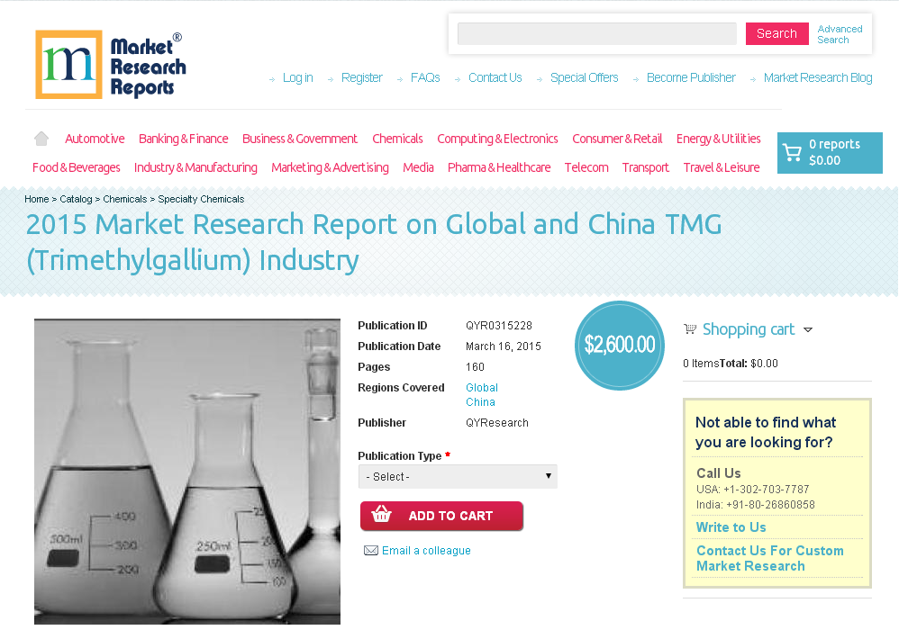 Global and China TMG (Trimethylgallium) Industry Market 2015'
