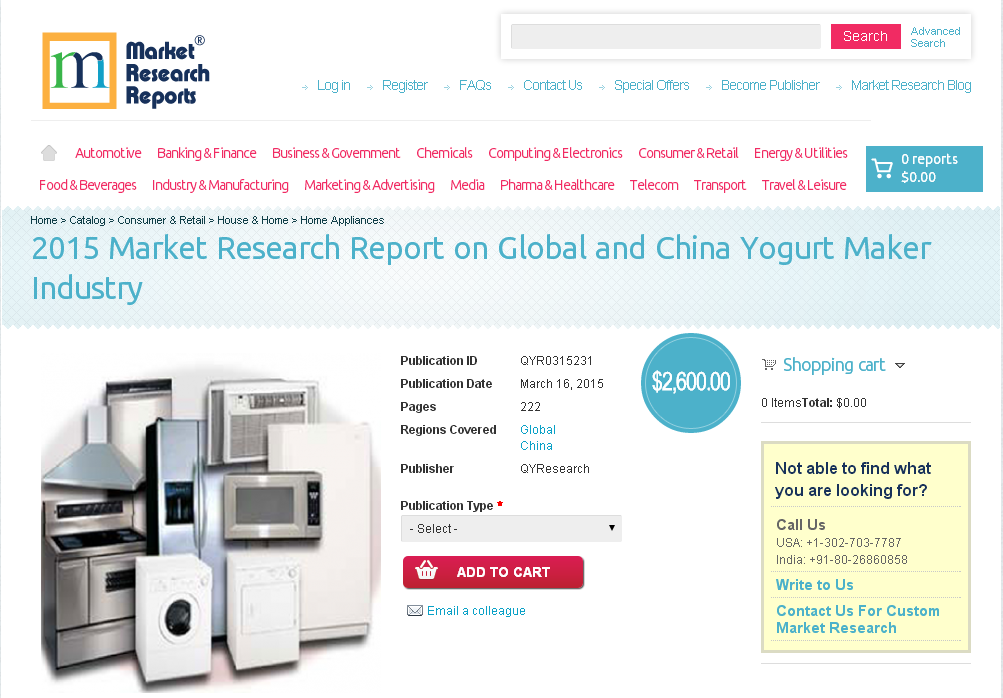 Global and China Yogurt Maker Industry Market 2015