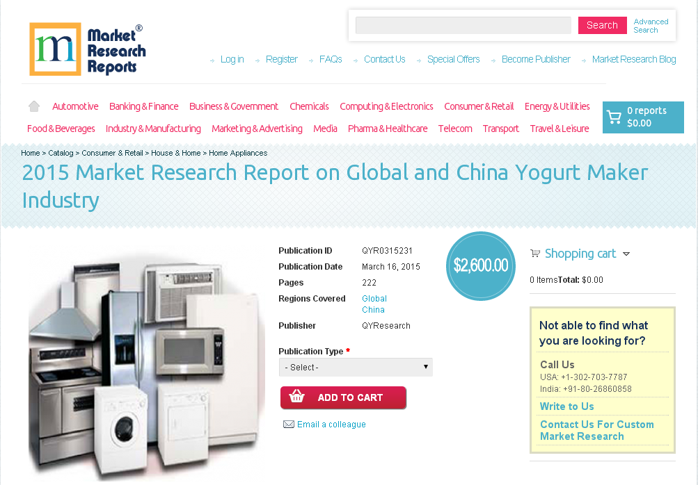 Global and China Yogurt Maker Industry Market 2015'
