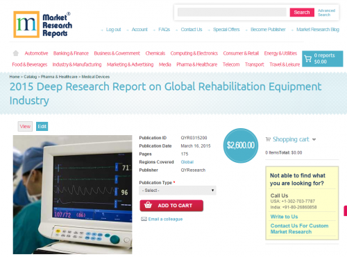 Global Rehabilitation Equipment Industry Market 2015'