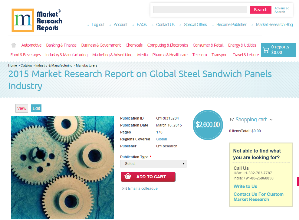 Global Steel Sandwich Panels Industry Market 2015'