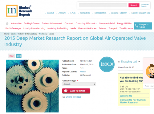 Global Air Operated Valve Industry Market 2015'