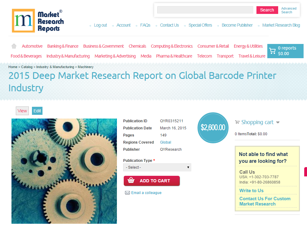Global Barcode Printer Industry Market 2015