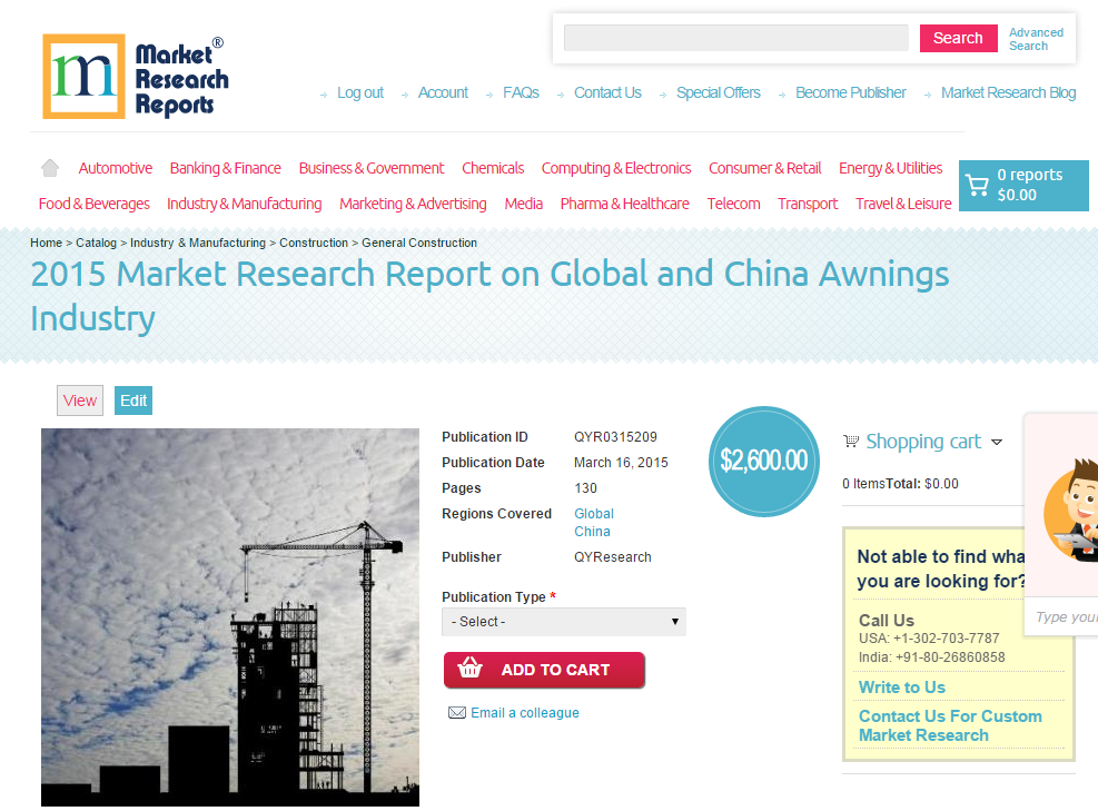 Global and China Awnings Industry Market 2015