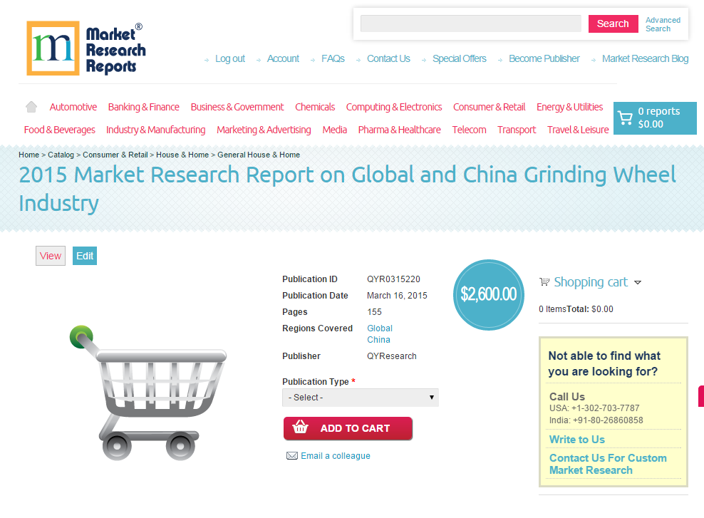 Global and China Grinding Wheel Industry Market 2015