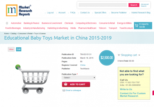 Educational Baby Toys Market in China 2015-2019'
