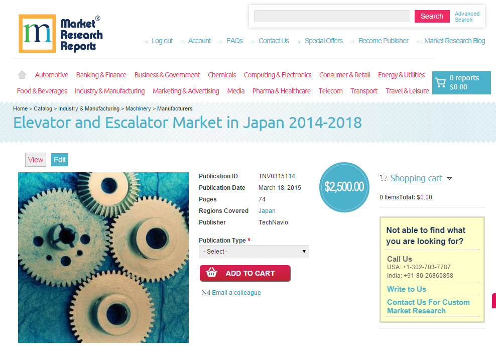 Elevator and Escalator Market in Japan 2014-2018
