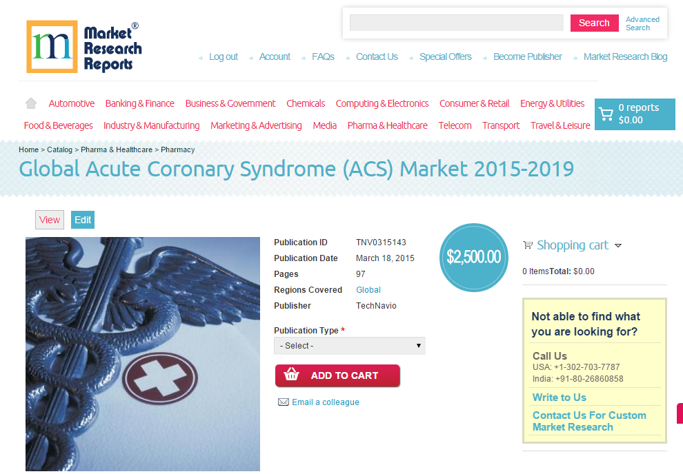 Global Acute Coronary Syndrome (ACS) Market 2015-2019