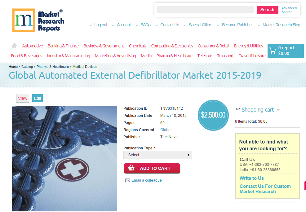 Global Automated External Defibrillator Market 2015-2019'