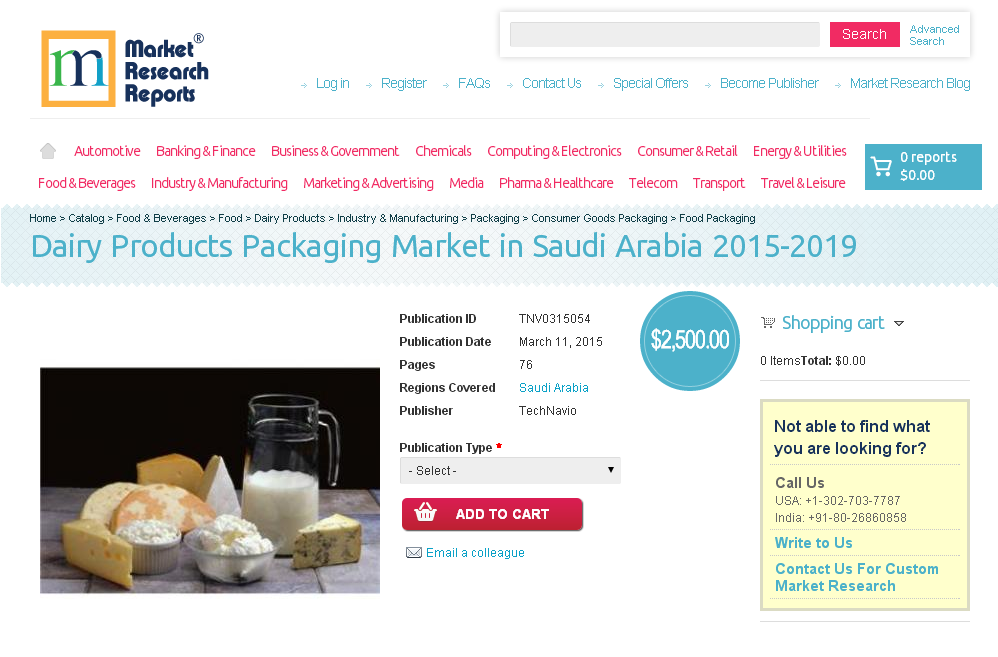 Dairy Products Packaging Market in Saudi Arabia 2015-2019