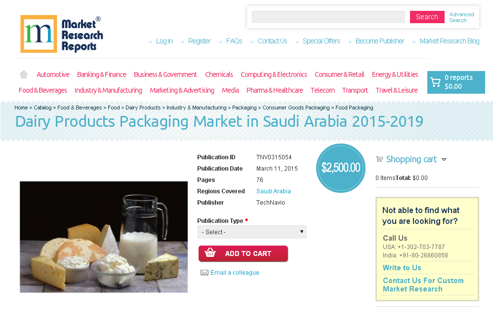 Dairy Products Packaging Market in Saudi Arabia 2015-2019'