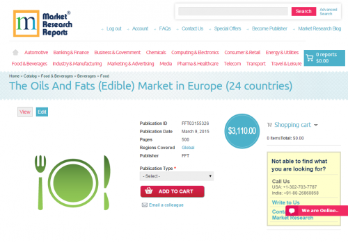 The Oils And Fats (Edible) Market in Europe (24 countries)'