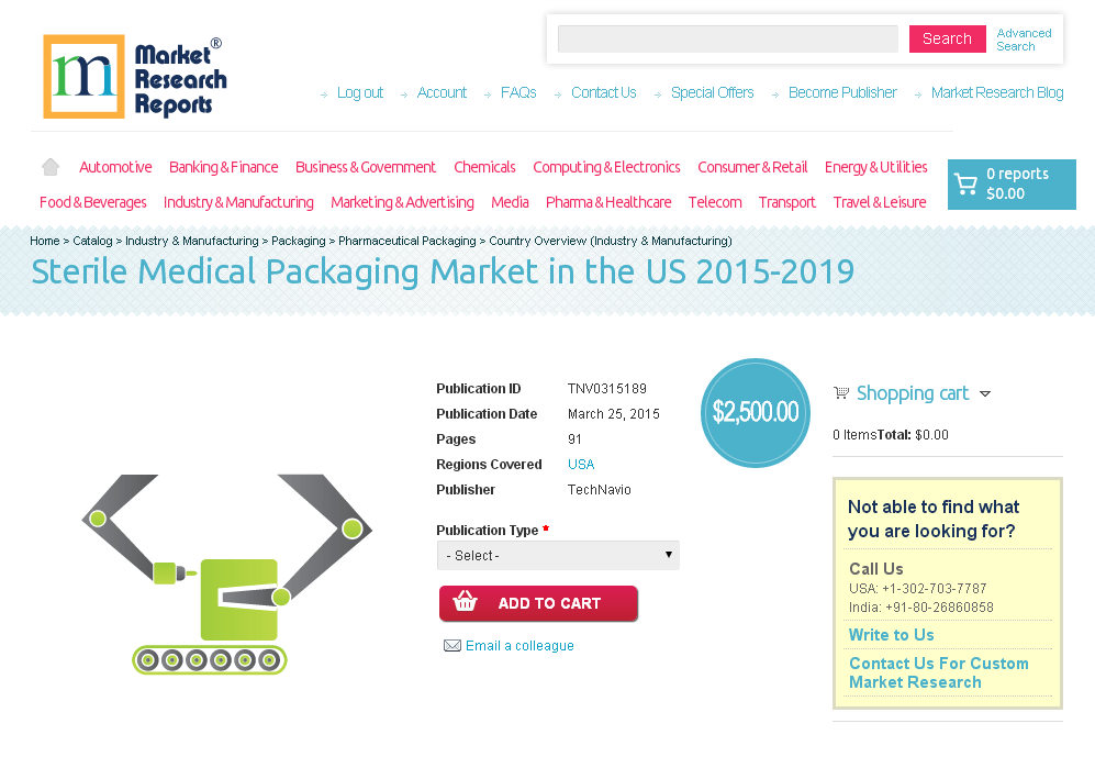 Sterile Medical Packaging Market in the US 2015-2019