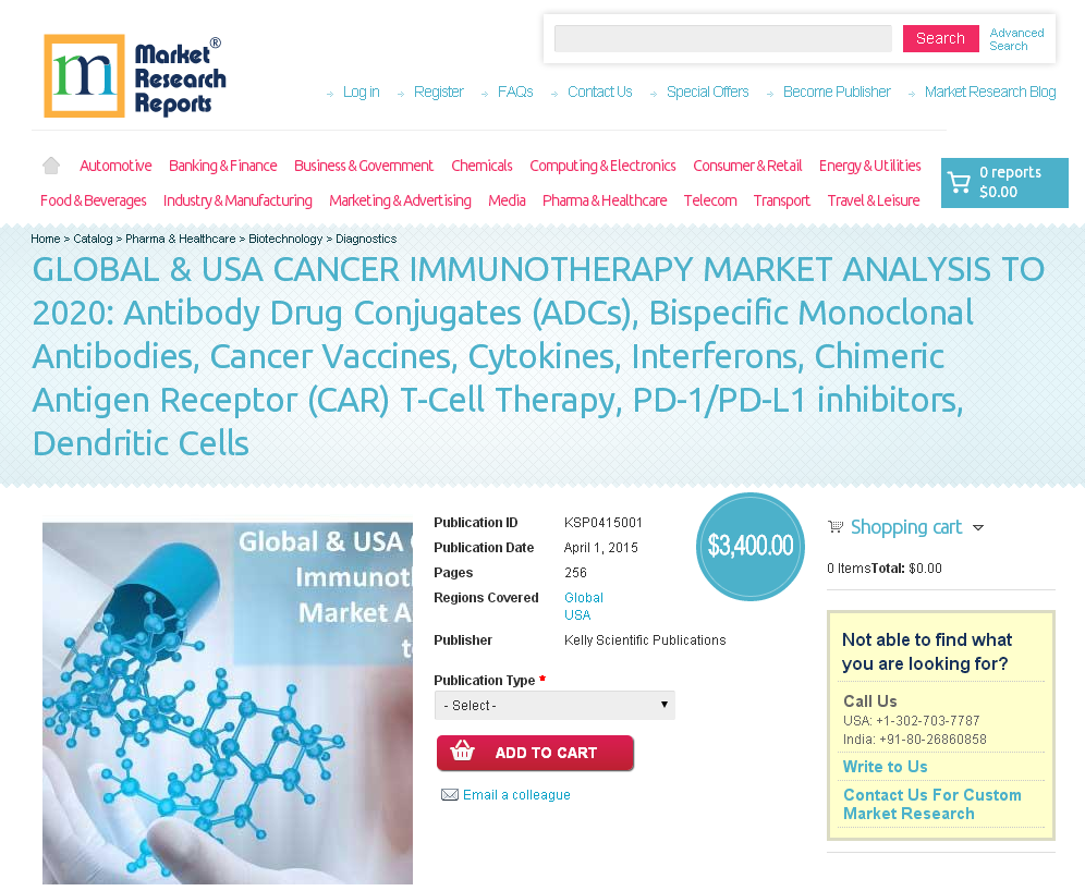 Global and USA Cancer Immunotherapy Market Analysis To 2020