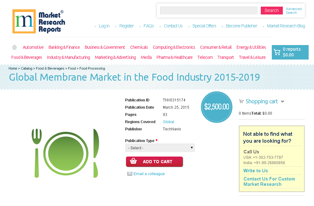 Global Membrane Market in the Food Industry 2015-2019