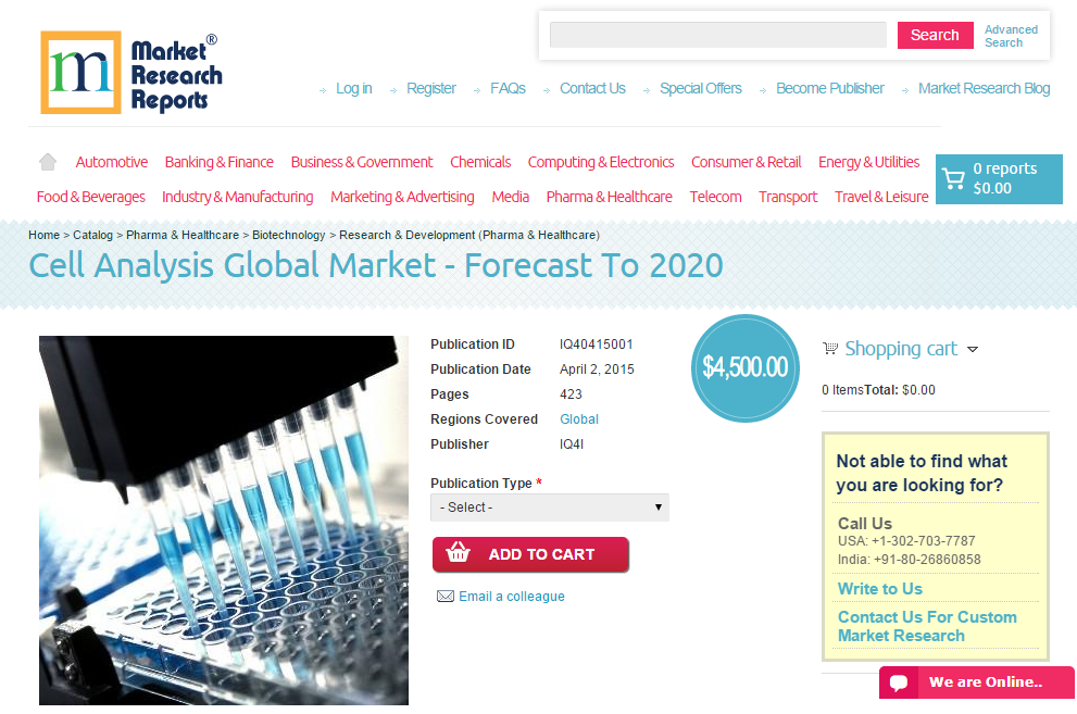 Cell Analysis Global Market - Forecast to 2020'