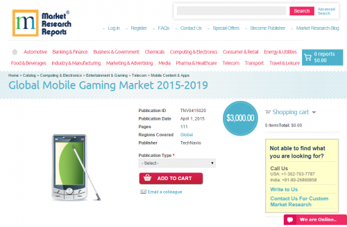 Global Mobile Gaming Market 2015 - 2019'