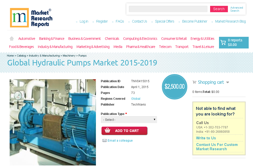 Global Hydraulic Pumps Market 2015-2019