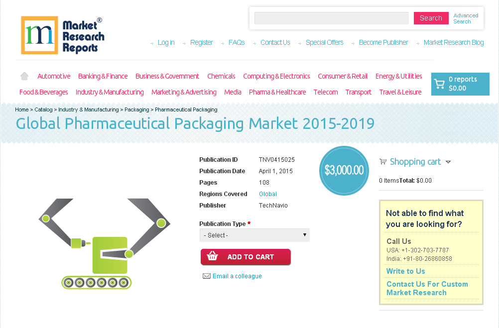 Global Pharmaceutical Packaging Market 2015-2019'