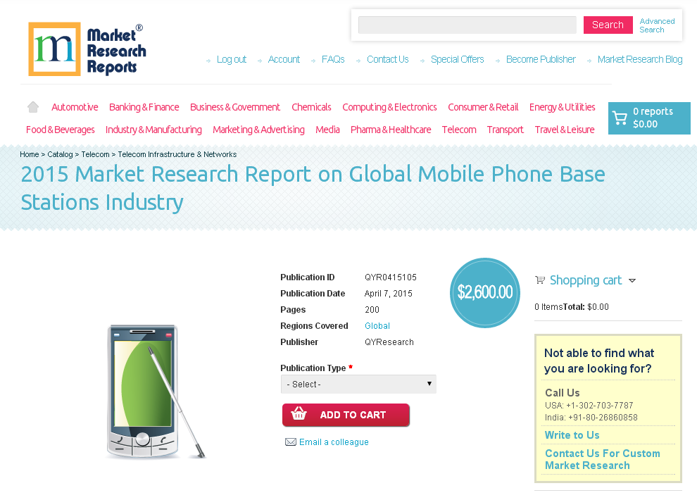 Global Mobile Phone Base Stations Industry Market 2015