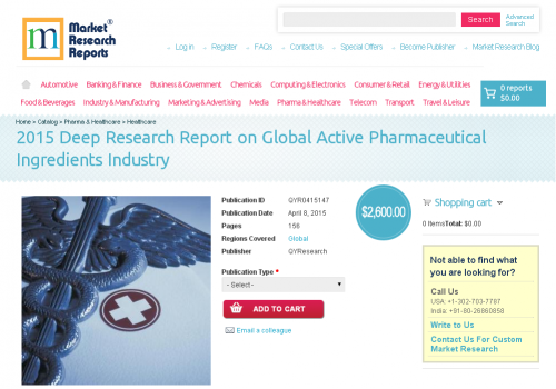 Global Active Pharmaceutical Ingredients Industry Market'