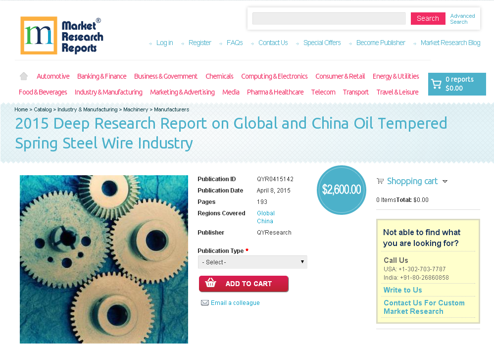 Global and China Oil Tempered Spring Steel Wire Industry'