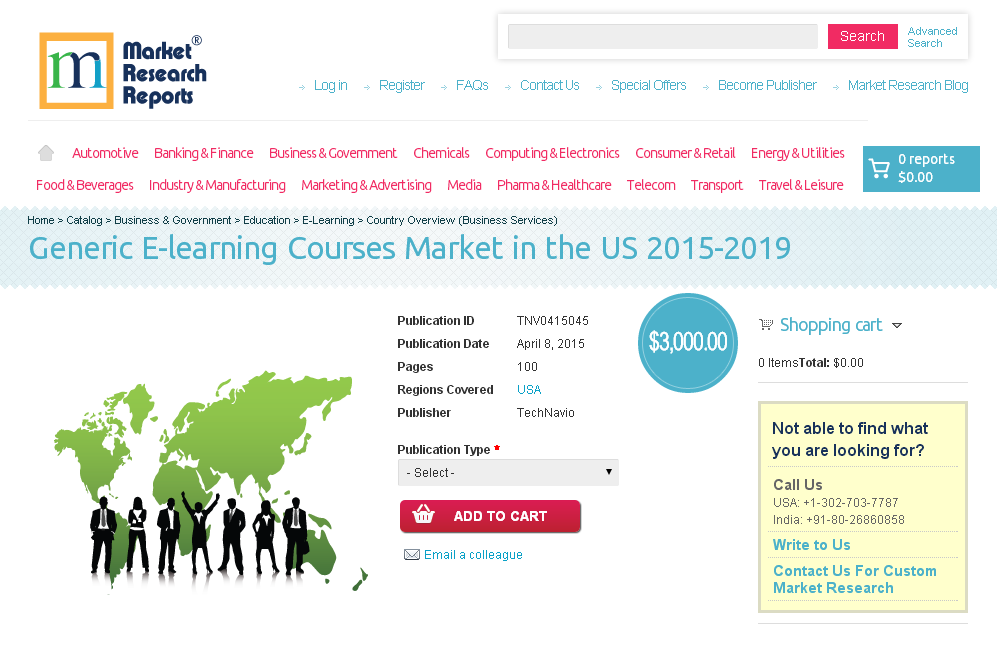 Generic E-learning Courses Market in the US 2015-2019'