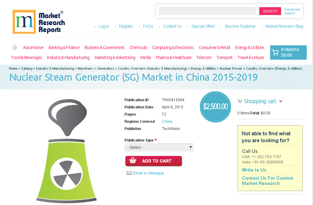 Nuclear Steam Generator (SG) Market in China 2015-2019