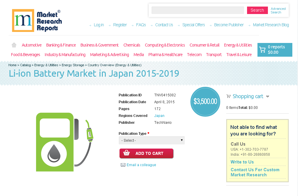 Li-ion Battery Market in Japan 2015-2019'