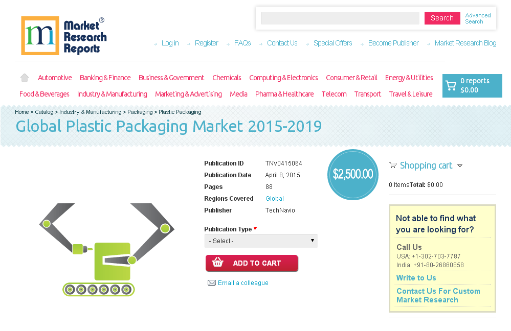 Global Plastic Packaging Market 2015-2019'