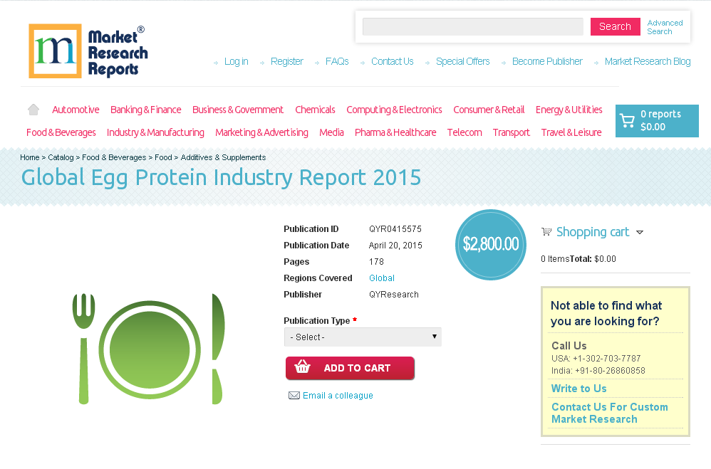 Global Egg Protein Industry Report 2015