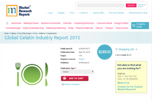 Global Gelatin Industry Report 2015'