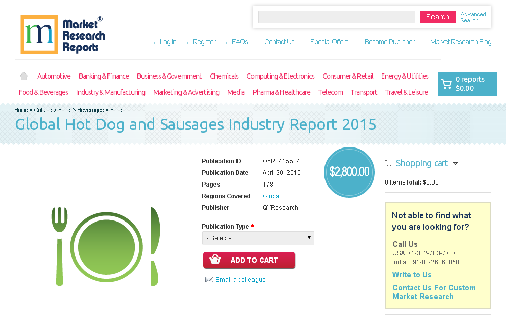 Global Hot Dog and Sausages Industry Report 2015'