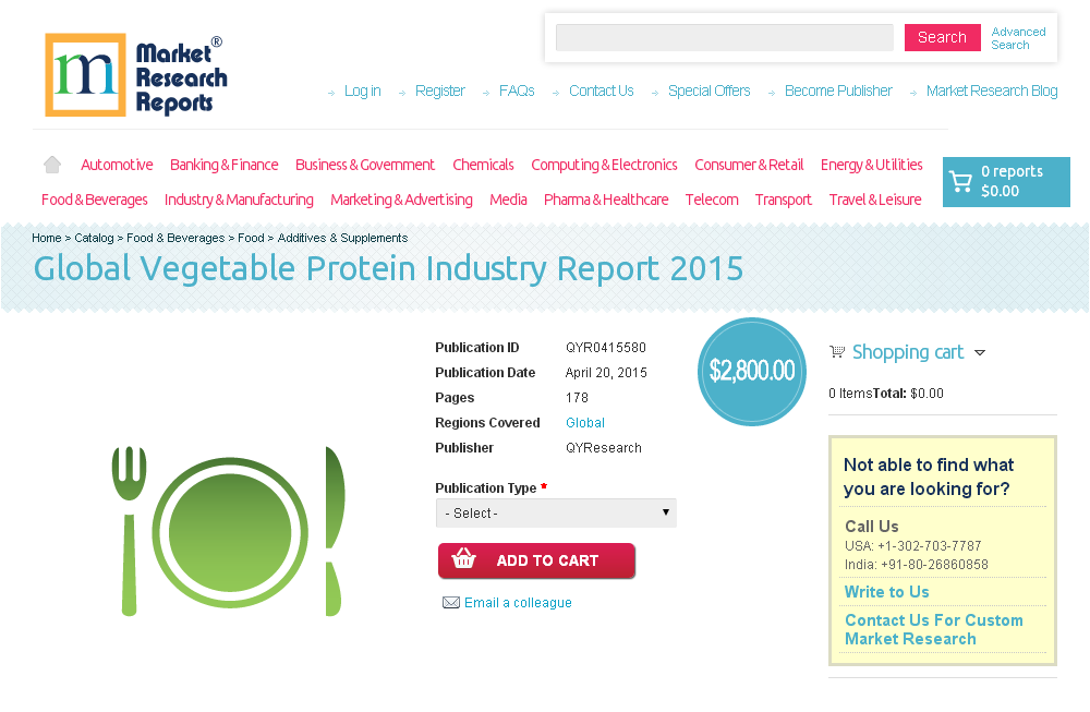 Global Vegetable Protein Industry Report 2015