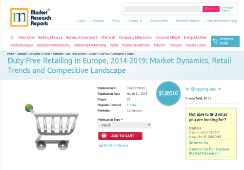 Duty Free Retailing in Europe, 2014-2019'
