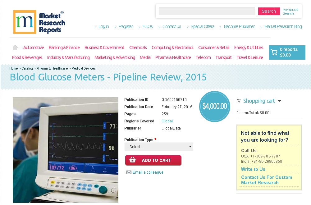 Blood Glucose Meters - Pipeline Review, 2015