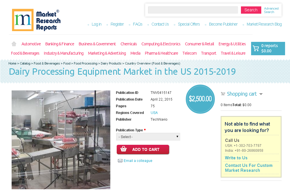 Dairy Processing Equipment Market in the US 2015-2019'