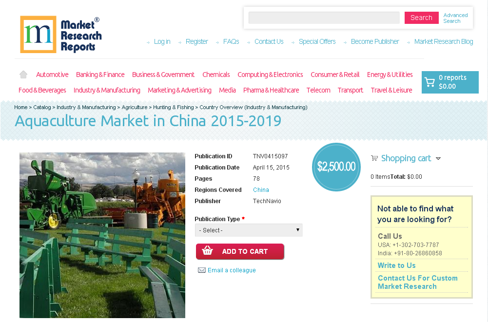 Aquaculture Market in China 2015-2019'