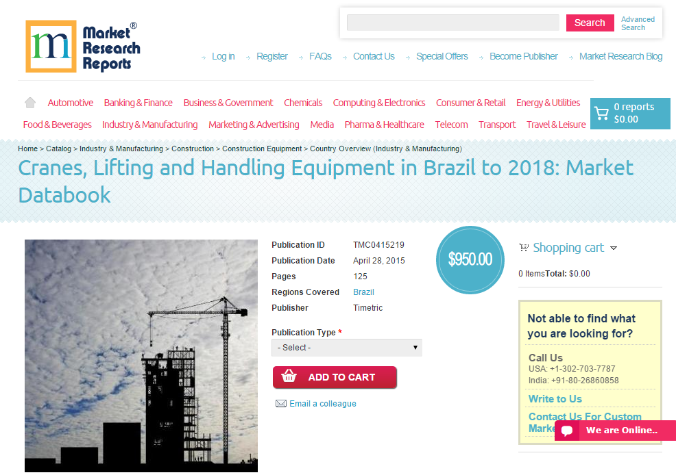 Cranes, Lifting and Handling Equipment in Brazil to 2018