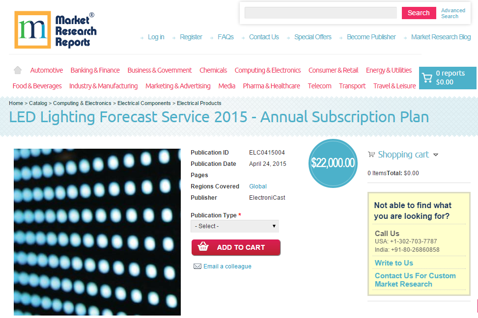 LED Lighting Forecast Service 2015 - Annual Subscription Pla