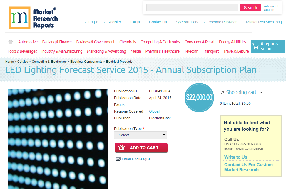 LED Lighting Forecast Service 2015 - Annual Subscription Pla'