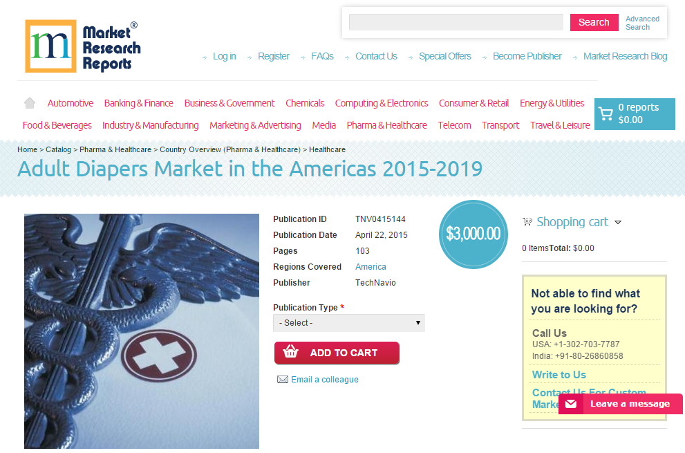 Adult Diapers Market in the Americas 2015 - 2019'