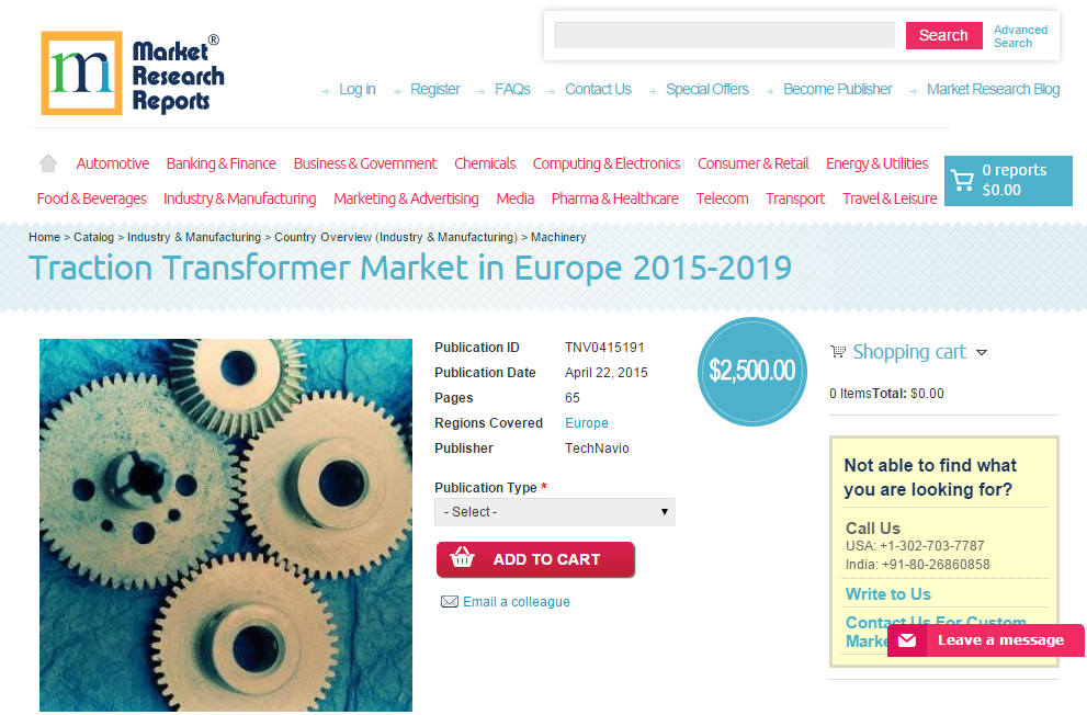 Traction Transformer Market in Europe 2015 - 2019'