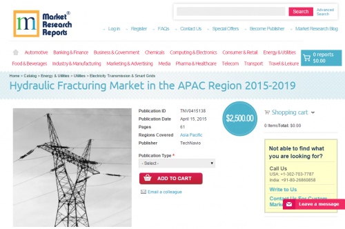 Hydraulic Fracturing Market in the APAC Region 2015 - 2019'