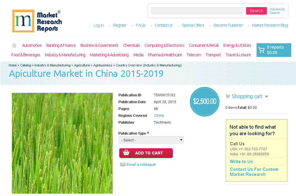 Apiculture Market in China 2015-2019'