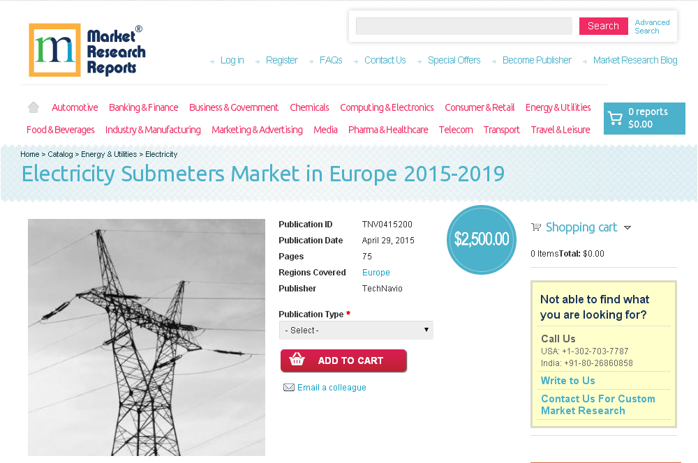 Electricity Submeters Market in Europe 2015-2019'