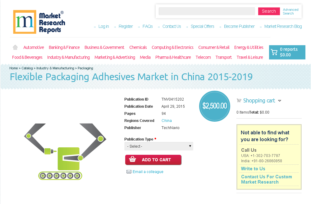 Flexible Packaging Adhesives Market in China 2015-2019'