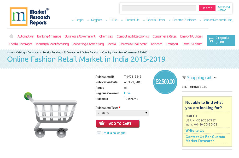 Online Fashion Retail Market in India 2015-2019'