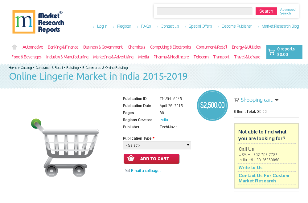 Online Lingerie Market in India 2015-2019